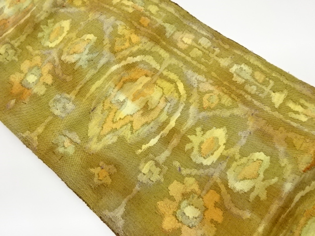 JAPANESE KIMONO / VINTAGE NAGOYA OBI / TSUMUGI / WOVEN ABSTRACT PATTERN